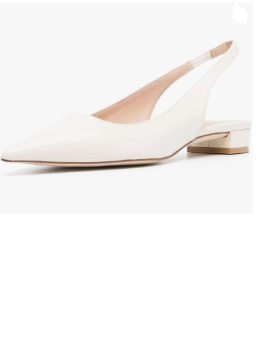 miss left White Slingbacks Pointed Toe Dress Casual Slip On Chunky Low Heel Shoe